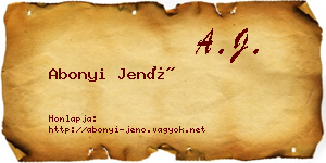 Abonyi Jenő névjegykártya